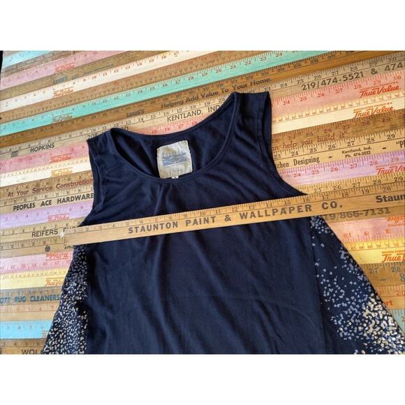 Tonle Dress Sustainable Eco Mini Tank Tunic Metallic Gray Sprinkle Print Cotton - Picture 12 of 13